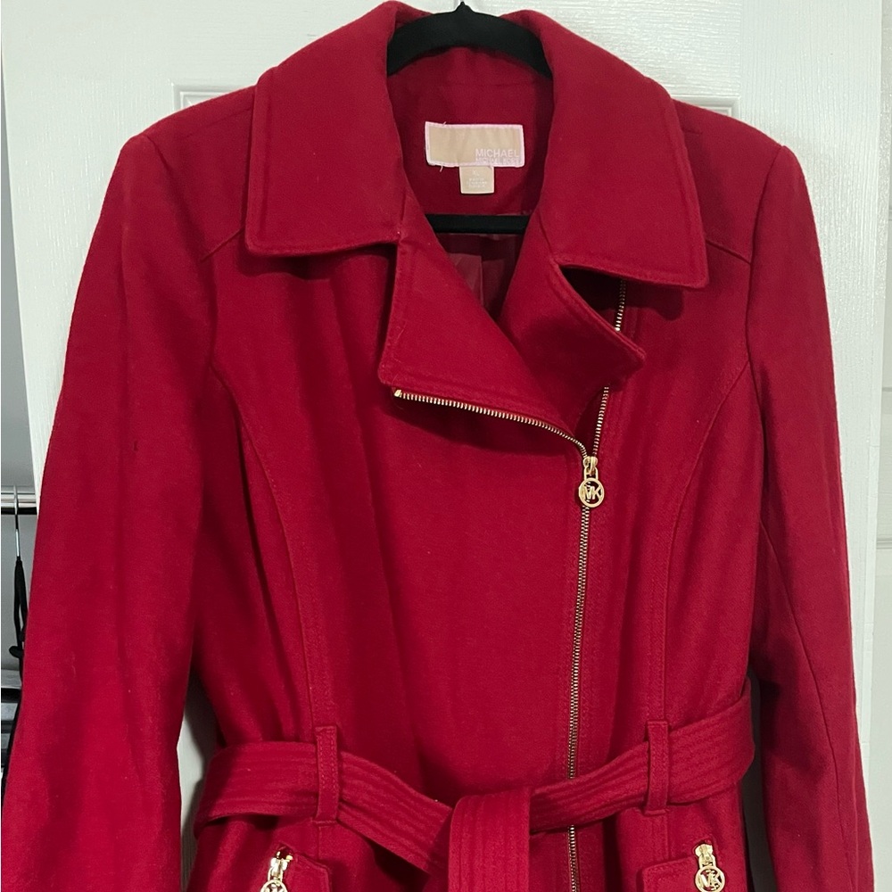 MICHAEL Michael Kors Scarlet Trench Coat with Gold Details